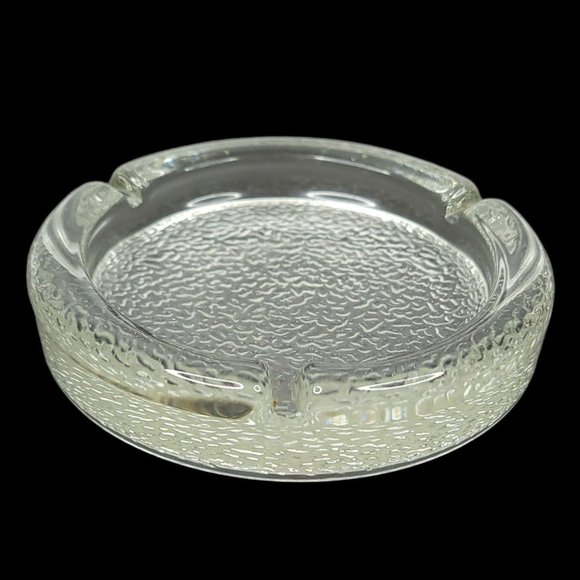 Vintage Pebble Textured Bottom Glass Ashtray Three Slots Trinket 5.5" Diameter - Picture 5 of 10